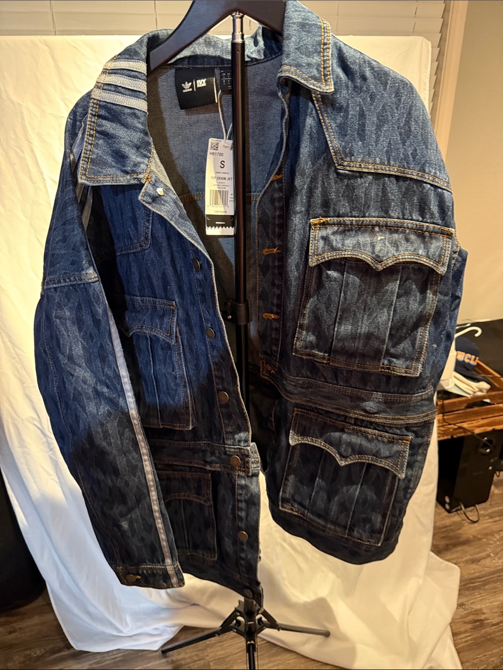 IVY PARK Military-Style Denim Field Jacket - Dark Blue